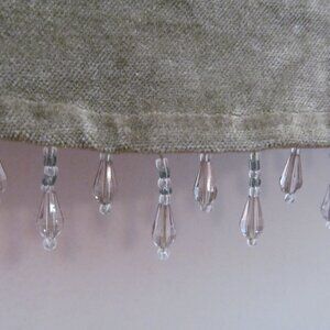 Curtain Valance with Beaded Trim Fringe Scalloped Olive Green 54 x 17.5